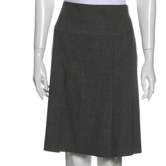 Akris Punto Wool Blend pleated a-line Skirt knee length in grey high waisted - Picture 1 of 12